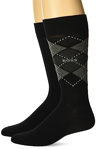 BOSS Men's Argyle Pattern and Solid Color 2 Pack Socks - Main Image