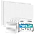 52 Pack Acoustic Foam Panels, 1 X 12 X 12 Inches Sound Proof Foam Panels for Walls, High Density Acoustic Panels Sound Absorbing, White Noise Cancelling Studio Wedges (NOT INCLUDE ADHESIVE)