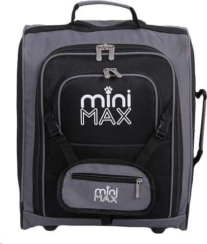 MiniMax Travel Suitcase with Wheels with Front Pocket for Toys/Dolls/Teddy Bears, Black, Bagage Cabine, MINIMAX