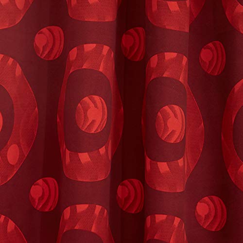 Image of Swayam 80% Blackout Polyester Window Curtain for Living Room & Bedroom | 5 Feet | Room Darkening Curtain with Eyelets | Pack of 2 | Geometric Design - Red