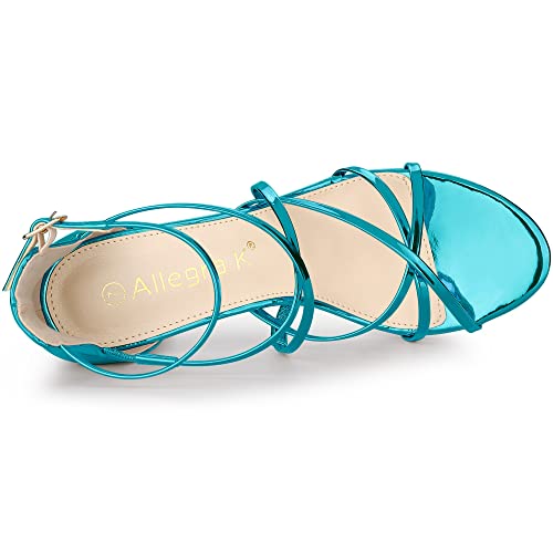 Allegra K Women's Strappy Crisscross Strap Opened Toe Block Heels Sandals4