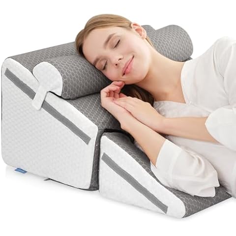 BDEUS Wedge Pillows for Sleeping for After Surgery Adjustable Triangle Pillow Wedge with Premium Half-Moon Memory Foam Bolster Pillow for Acid Reflux Gerd Snoring Cover