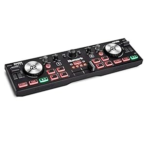Numark DJ2GO2 Touch – Compacte 2 Deck USB DJ Controller voor Serato DJ met Mixer, Crossfader, Audio Interface en Aanraakgevoelige Jog Wheels