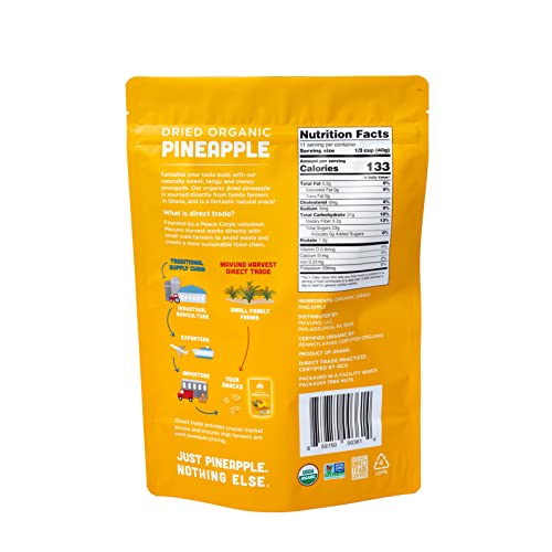 Mavuno Harvest Dried Pineapple Fruit Treats | Organic Dried Pineapple Chunks | Healthy Gluten Free Snacks For Kids And Adults | No Added Sugar, Vegan, Non-GMO, D-Trade