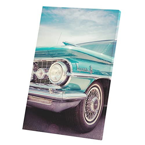 Tableau voiture américaine verte vintage poster rétro 1950 pour déco salon 60x90 cm