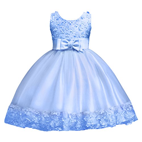 Baby Girl Short Lace Flower Princess Wedding Party Pageant Birthday Tutu Dress Evening Baptism Christening Gowns(12M-10T) Sky Blue 10 Years