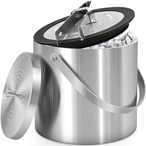 Ice Bucket With Silicone Lid And Tongs &Strainer -3L Double Wall - View #9