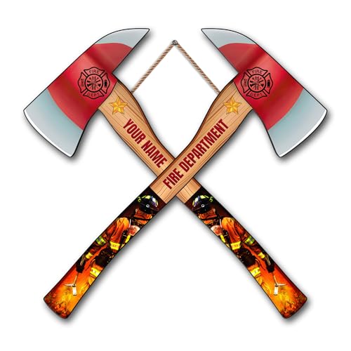 WODORO Personalized Firefighter Printed Wooden Sign Wall Plaque, Customized Name Year, Firefighter Pride, Appreciation Meaningful Gifts for Firemen Firefighter Hero Husband Dad, Retirement Gifts (17)