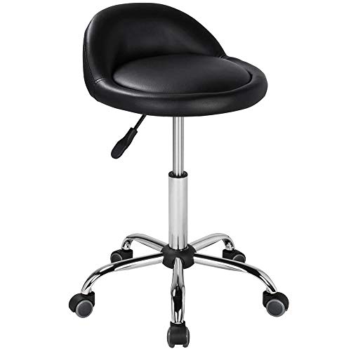 Yaheetech Height Adjustable Rolling Swivel Salon Stool Chair Hydraulic Ergonomic with Backrest Wheels