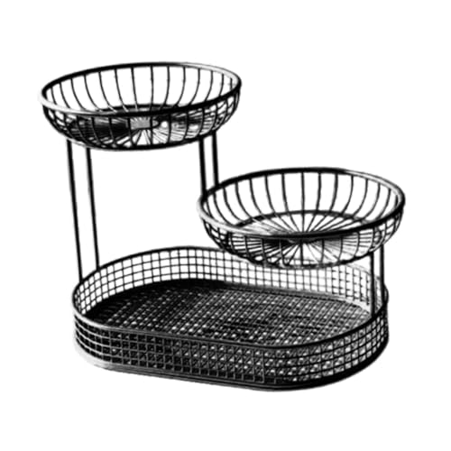 Generic 3 Tier Fruit Basket Holder,Metal Wire Storage Basket,Desktop Modern Serving,Bowl Fruit Bowl Stand Holder,Serving Basket, L black