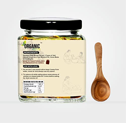 Image of Anand Organic Homemade Seedless Oil-Free Hing Mango Pickle 250gram Traditional Khatta Aam ka Achar, No Preservative