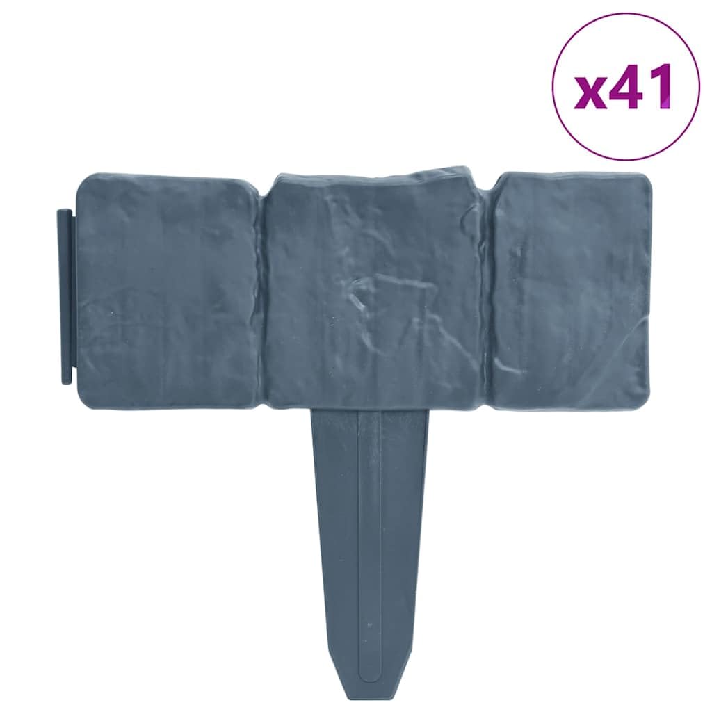 Recinzione Giardino Prato Plastica 41 Pezzi Grigio 10 m