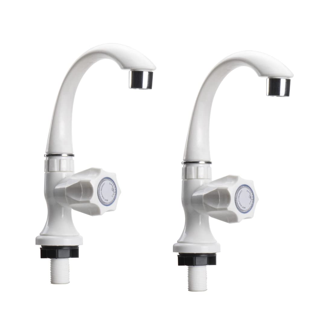 Cossimo? PVC Swan Neck Tap Wall Mounted White Plastic Swinging Spout for Wash Basin Quarter Turn Tap - Pack of 2 (B0B678C448) Amazon Price History, Amazon Price Tracker