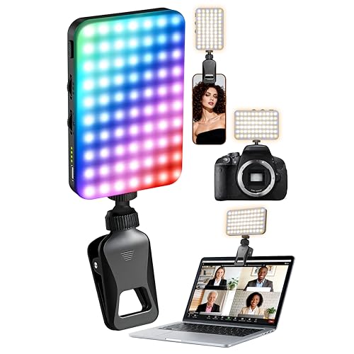 Selfie Light for Video Conference and Make Up,91 LED Clip On Light and Eye Friendly,3 Modes 10 Brightness, Rechargeable 2000mAh, Portable Compatible with Phone Laptop Webcam Zoom,Live Streaming