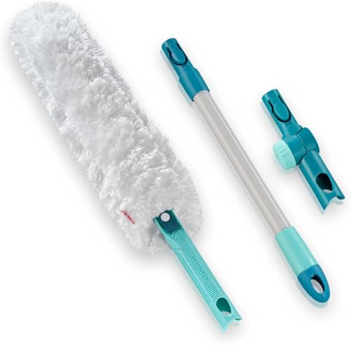 Leifheit SUPERDUSTER XL Pro Reach Set, Staubwedel verlängerbar durch 43 cm Langen Stiel, waschbar bis zu 50 Mal, Mikrofaser, Staubwischer Teleskop, waschen statt wegwerfen