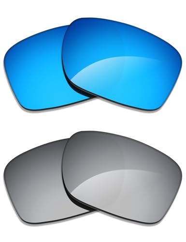 Alphax 2 Pair Polarized Replacement Lenses for Oakley Tinfoil Carbon OO6018 Sunglasses- Titanium+Blue