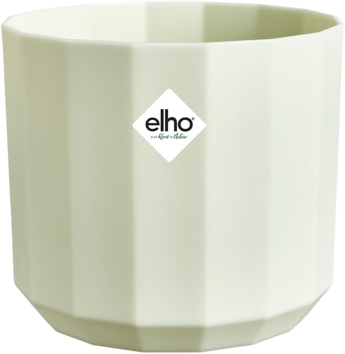 elho Facet Round 19 cm - Flower Pot for Indoor Use - 100% Recycled Plastic - Diameter 18.6 x Height 16.7 cm - Green/Tea Green