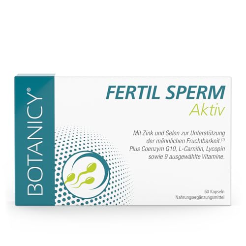 BOTANICY Fertil Sperm Aktiv - 60 Kapseln (2 Monate), Kinderwunsch Mann - Zink für Fertilität, Selen für Spermien Bildung - Plus L-Carnithin, Lycopin, Q10, Kupfer, Vitamine - Vegan, Produziert in DE