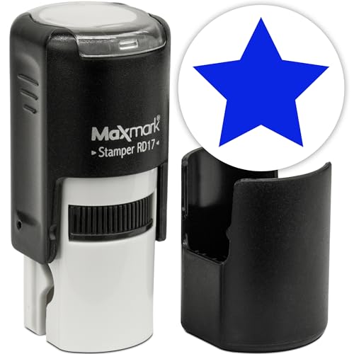 MaxMark Round Self Inking Emoji Stamp - Star - Blue Ink