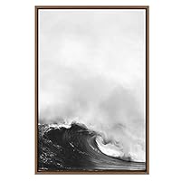 SIGNWIN Framed Canvas Wall Art Dramatic Waves in The Ocean Landscape Wilderness Photography Modern Art Contemporary Expressive Black and White for Living Room, Bedroom, Office - 16