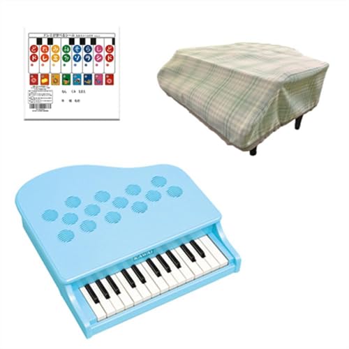 カワイ ミニピアノ KAWAI 河合楽器 トイピアノ 25鍵 専用カバー ドレミシール DN-1 3点セット (1183/ミントブルー ラッピング不要, MKC-25 グリーン)