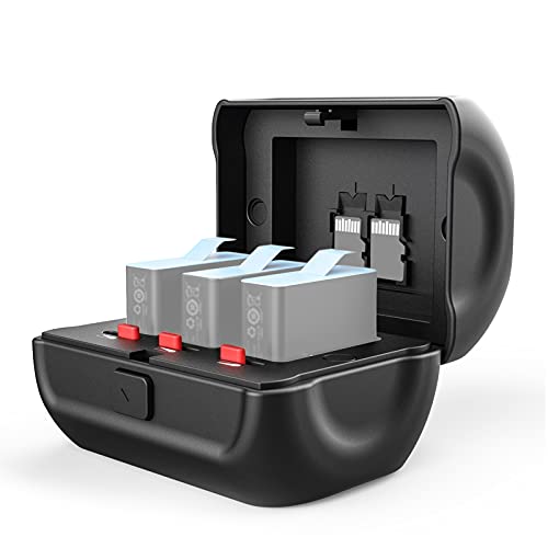 Sunbaca 3 slots para câmera de ação e armazenamento de bateria e caixa de estojo com 2 slots de cart