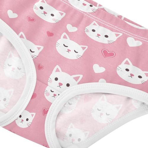 Wusikd White Cat Girls' Underwear Cotton Pink Hearts Girls Briefs Soft Toddler Underwear 2T4