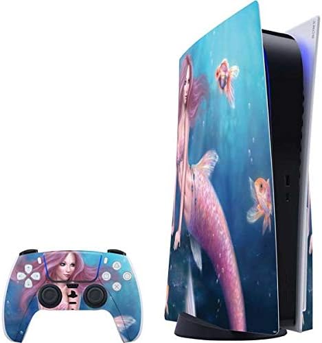 Skinit Decal Gaming Skin Compatible with PS5 Bundle - Officially Licensed Aurelia Mermaid with Fish by Rachel Anderson Design