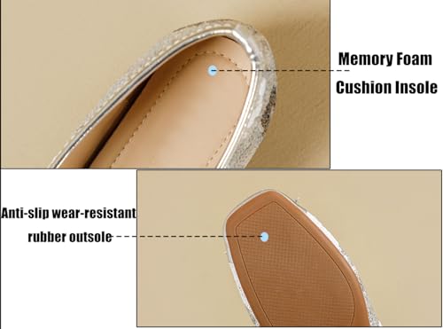Women's Sequin Soft Leather Low Heel Metallic Toe Flats Bow Sparkle Slip On Memory Foam Cushion Insole Flat Shoes for Party Wedding4