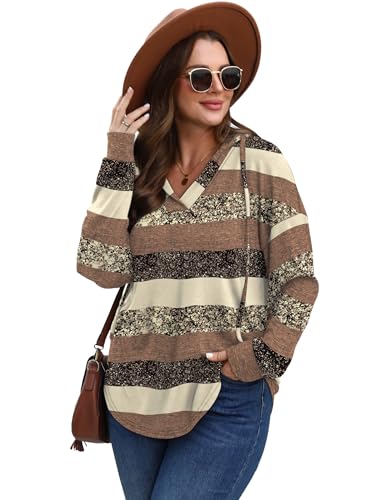 Image of Sampeel Hoodies for Women Trendy Fall Fashion 2025 V Neck Oversized Sweatshirt Plus Size Tops Clothes