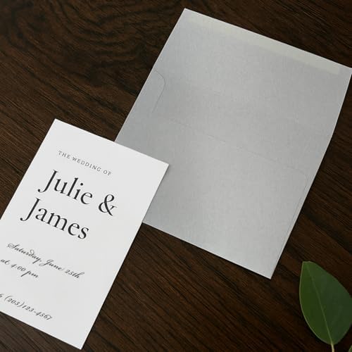100 Pack Silver Metallic A2 Envelopes - Gummed Booklet Flap - Measures 4 3/8" x 5 3/4" - Premium 28lb Bond Shimmer Stock - For Wedding, Anniversary, New Year image 5