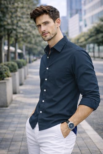Image of Ben Martin Shirt for Men | Regular Casual Shirts for Mens' | Men's Casual Shirt's Slim Fit | Full Sleeve Cotton Shirts for Men's | Solid Shirt's for Mens Stylish | Formal & Casual Office Wear Shirts