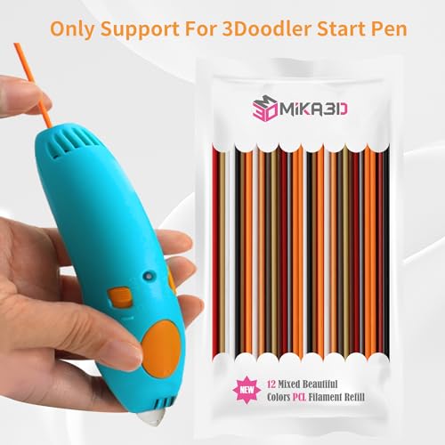 Image of 12 Basic Colors PCL Filament Strands for 3Doodler Start+ 3D Pen, Low Print Temperature Filament Only Fit for 3Doodler Start 3D Pen, Each Color 15cm x 5pc, Total 60pcs 900cm PCL by MIKA3D