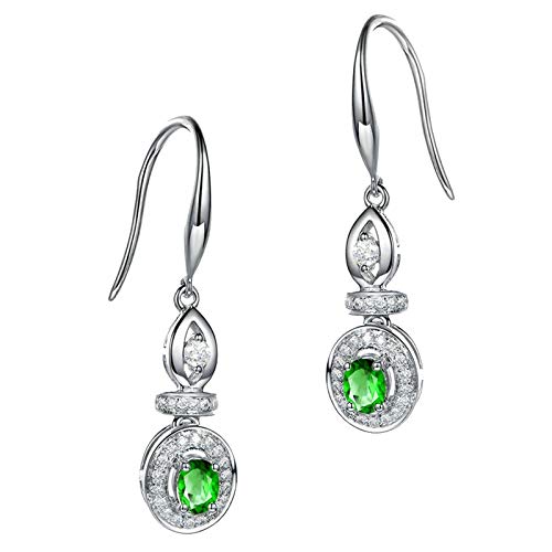 Boucles d'oreilles pendantes zirconium vert argent bijou personnalisé pour femme