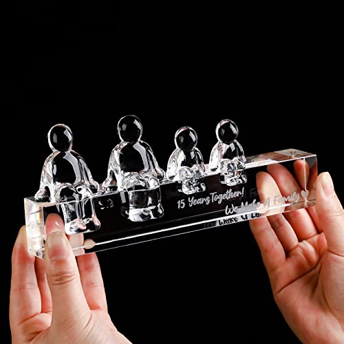 Movdyka Crystal 15th Wedding Gifts on Anniversary for Her 15 Years Together We Made A Family Glass Ornament for Wife (2 Children) - Image 2