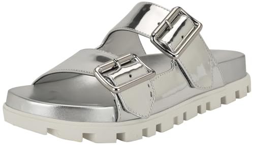 NINE WEST Timma, Sandalia Mujer, Espejo Plateado metálico 040, 42 EU