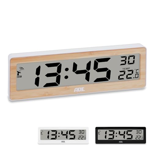 ADE Digitale Funkuhr Wohnzimmer mit Temperaturanzeige | sehr große Ziffern | gut ablesbares Display...