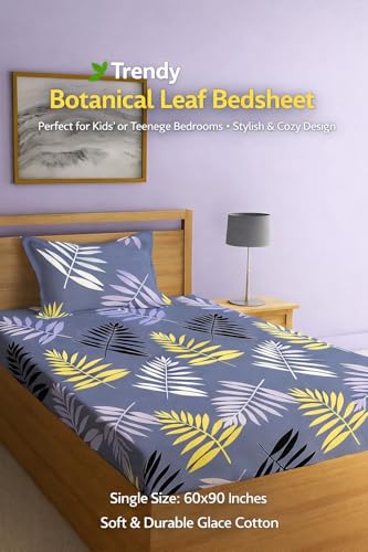 Image of DECORUM Glace Cotton Single Bedsheet with 1 Pillow Cover | Soft, Durable, Lightweight & Skin-Friendly Fabric| Suitable for Single /Diwan Bed Size