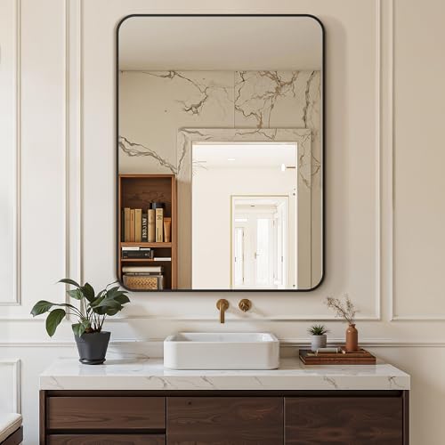 Image of Delma Bathroom Vanity Mirror, Black Framed Mirror for Over Sink, 30x40