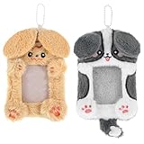 XLIUAX 2 Stück Photocard Holder, Plüsch Fotokartenhalter, Weiche Cartoon Foto Schutzhülle Idol Niedliche Kartenhülle für Schule Büro Outdoor Mädchen Koreanischer Stil Kartenhülle