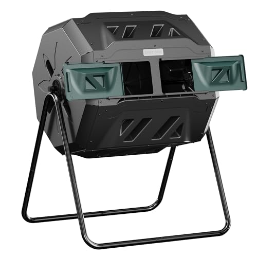 East Oak Compost Tumbler Outdoor, 43-Gal Dual Chamber Compost Bin