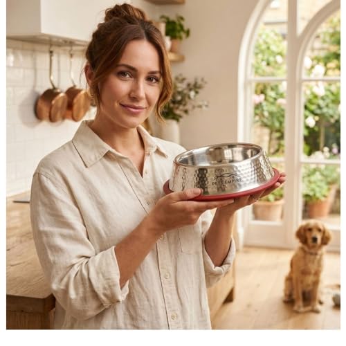 Image of Pets Empire 1600ml Stainless Steel Dog & Cat Food Water Bowl with Anti-Skid Base