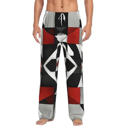 Pantalon de pyjama en flanelle pour homme avec imprimé géométrique abstrait