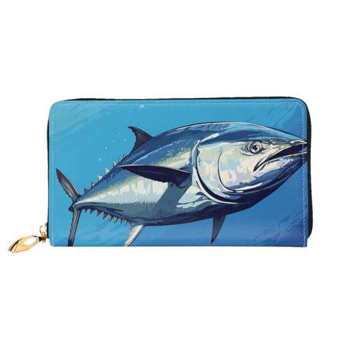 Leather Wallet for Women Men Bifold Wallet Ultra Slim Credit Card Holder Colorful Tuna Ladies Clutch Purse
