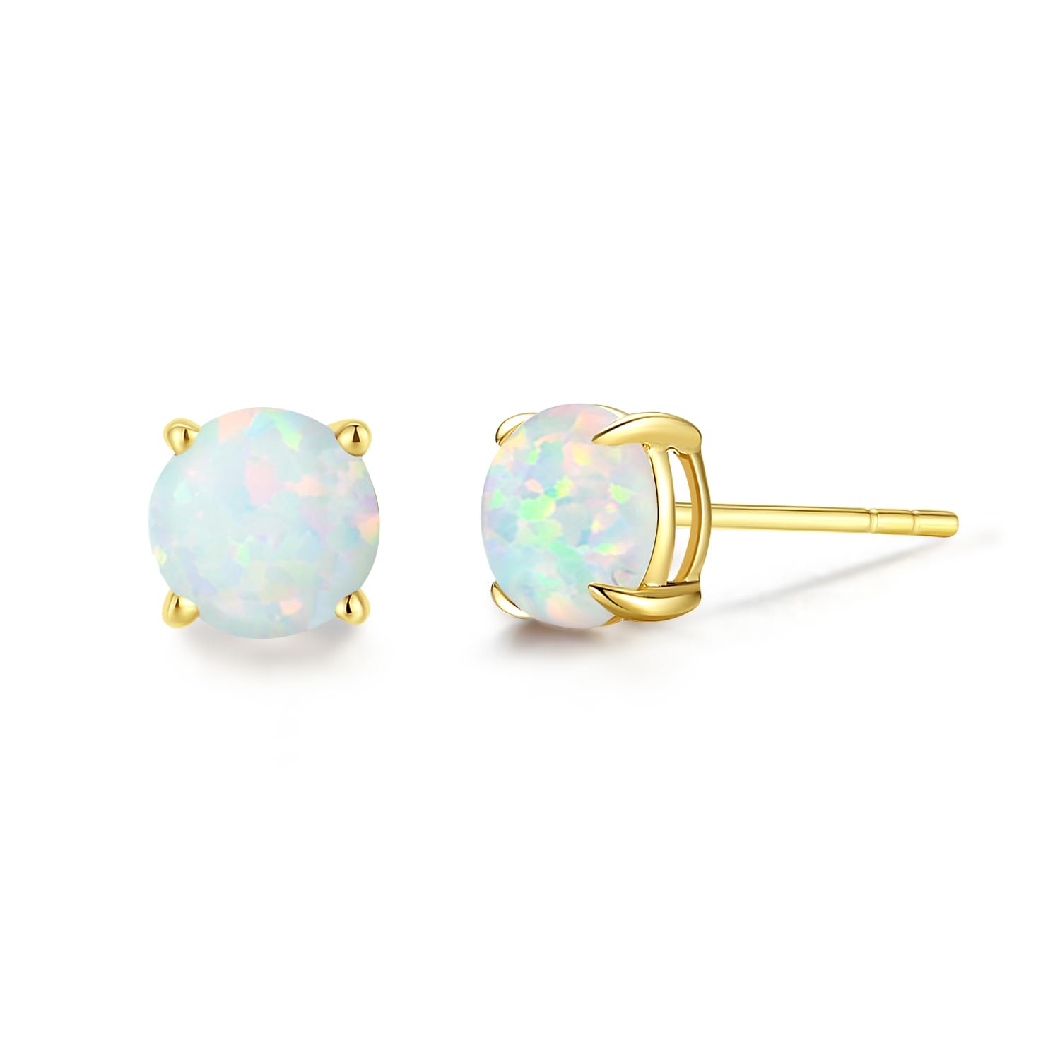 FANCIME Solide 14 Karat 585 Gelb Gold Klein Ohrstecker Ohrringe mit Echt Natürlich/Synthetische Edelsteine Schmuck für Damen Mädchen Mama, Durchmesser: 6 mm