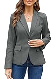 Womens Casual Blazers Long Sleeve Lapel Button Slim Work Office Blazer Jacket(Grey Houndstooth,Large