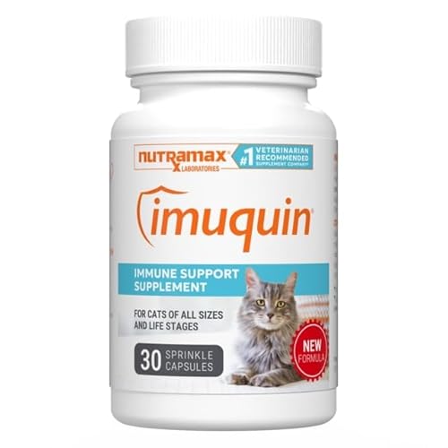 Nutramax Imuquin Health Supplement Powder for Cats, with Beta Glucans, with Astaxanthin, 30 Sprinkle Capsules - 30 capsules