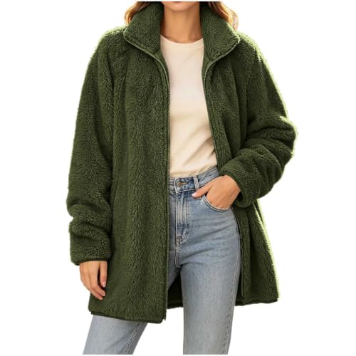 Sherpa Jacket Women Stand Collar Teddy Fleece Coat Fall Winter Outerwear - image 5