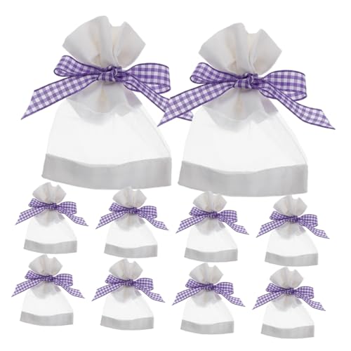 RORPOIR 20pcs Lavender Sachet Bags Empty Drawstring Packets for Closet Freshener Open-Window Burlap Design Organza Gauze for Dried Lavender and Home Fragrance