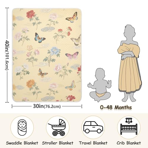 Custom Japanese Colorful Flower Butterflies carseat Blankets Soft para personalizado pet Name Blanket for Newborns, Infants, & Toddlers 30x40in mantitas para Bebes recien nacidos3